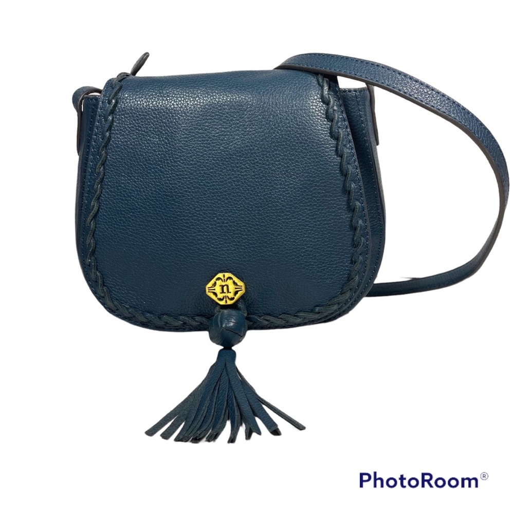 Nanette Lepore blue leather crossbody saddle bag